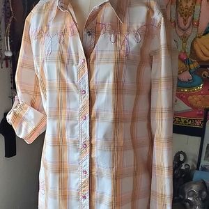 Bit & Bridle plaid Western themed shirt